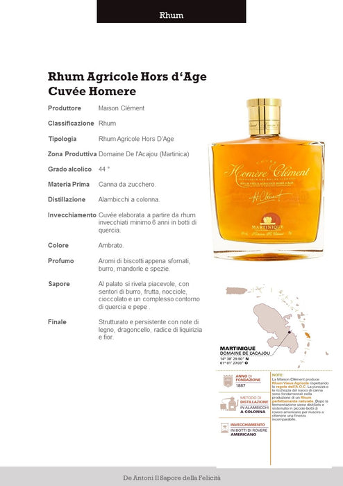 Rhum Agricole Hors d‘Age Cuvée Homere 70 cl | In astuccio