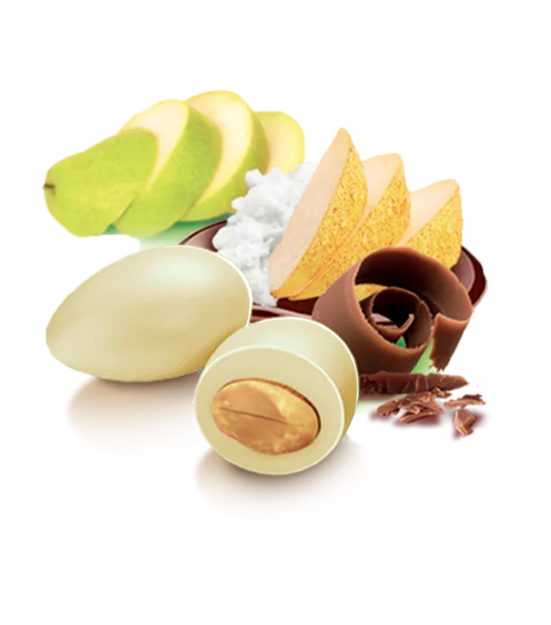 Confetti Papa - Cioccolato e Mandorla g 500 | Gusto Ricotta e Pera | Colore Bianco (95 pz)