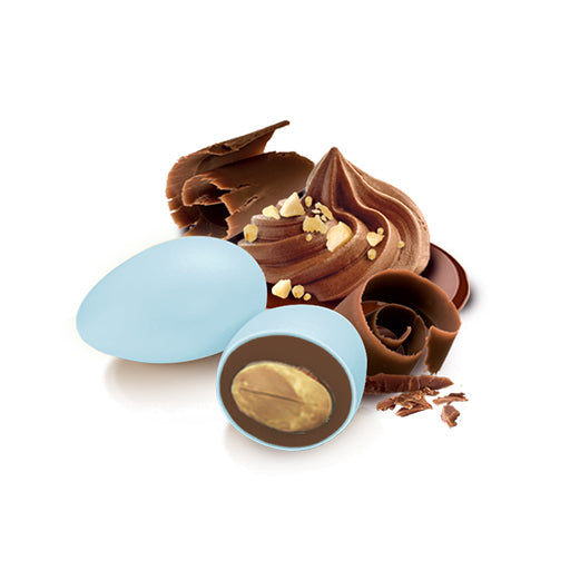 Confetti Papa - Cioccolato e Mandorla g 500 | Cioccogolosone Gusto Gianduia | Colore Celeste (95 pz)