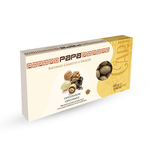 Confetti Papa - Cioccolato e Mandorla g 500 | Gusto Noce | Colore Marrone chiaro (95 pz)