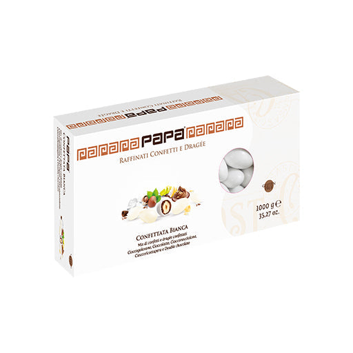Confetti Papa - Confetti Confettata Bianca Creme kg 1 | Gusti assortiti | Colore Bianco (190 pz)