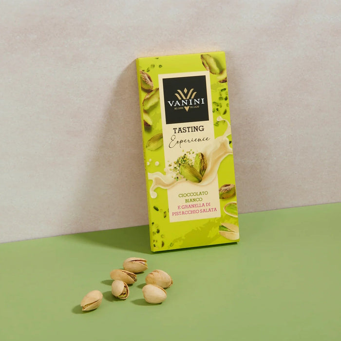 Vanini - Tavoletta Tasting Experience cioccolato bianco e granella di pistacchio salato g 75 - Senza Glutine
