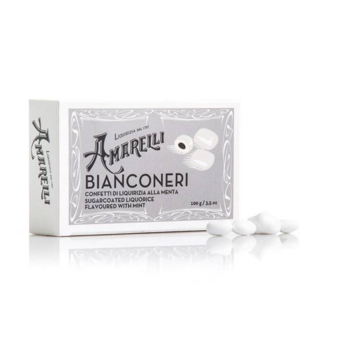 Amarelli - Bianconeri Confetti di Liquirizia alla Menta - Astuccio Grigio da g 100
