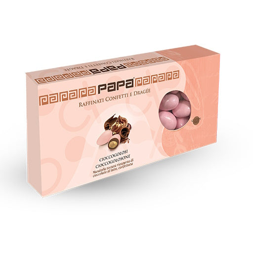 Confetti Papa - Cioccolato e Mandorla g 500 | Cioccogolosone Gusto Gianduia | Colore Rosa (95 pz)