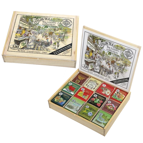 Mlesna Tea Ceylon - Scatola Regalo di Tè in Legno - Tea Lovers Collection 120 filtri