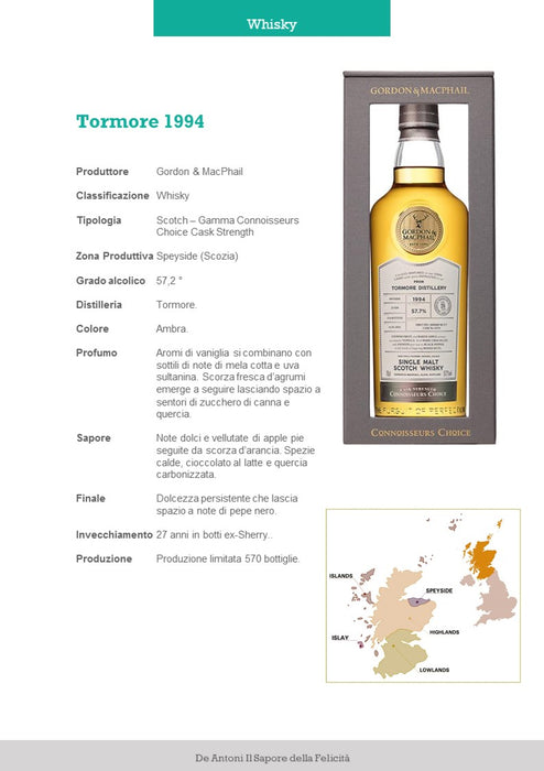 Whisky Tormore 1994 Connoisseurs Choice Gordon & MacPhail | cl 70 in astuccio