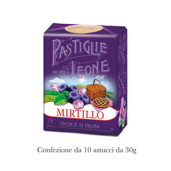 10 Scatolette Pastiglie Leone Mirtillo da 30g