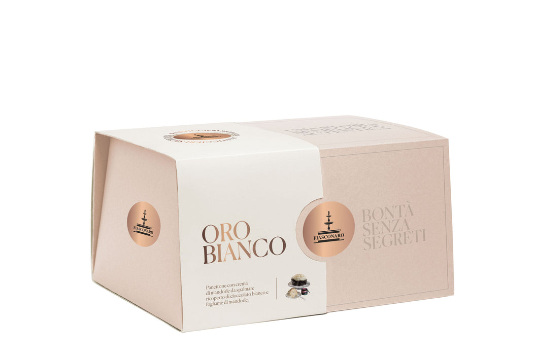 ORO BIANCO FIASCONARO - Panettone con crema di mandorle da spalmare Kg 1